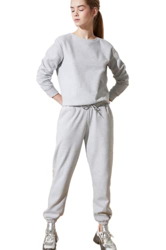 Trendyol Damskie spodnie dresowe z normalną talią, Szary, S