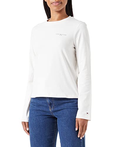 Tommy Hilfiger Topy damskie z dzianiny L/S, Postarzana biel, 3XL duże rozmiary wysoki