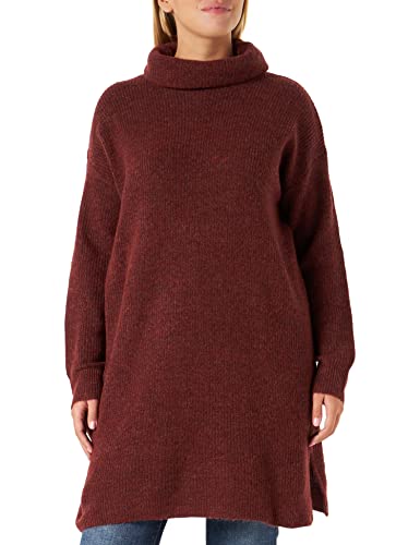 Vila Damski sweter VICILIA z okrągłym dekoltem L/S Knit Tunic/SU-NOOS, Fired Brick/szczegóły: melanż, XL, Fired Brick/Szczegóły: melanż, XL