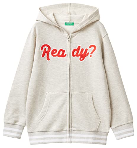 United Colors of Benetton Chłopięca bluza Giacca C/CAPP M/L 3J68C501V, Grigio Melange Chiaro 517, M, Grigio Melange Chiaro 517, M