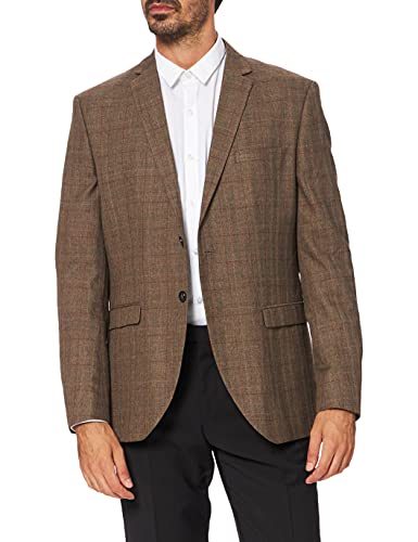 Selected Męska marynarka Slhslim-mylologan brązowa kratka BLZ B Noos, Wielokolorowy (główna brązowa kratka: czerwona), 36L (Manufacturer size: 90)
