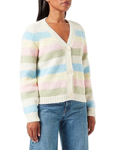 Bestseller A/S Damski kardigan Pcnatasha Ls Knit Noos Bc, Birch/Stripes:airy Blue-flan-rose Shadow-swamp, L