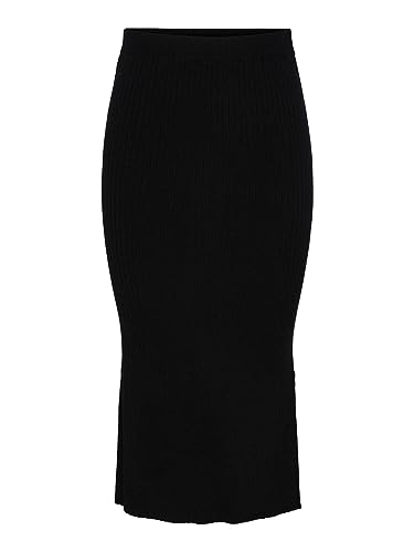 PIECES Pccrista Hw Midi Knit Skirt Noos Bc spódnica midi, czarny, M