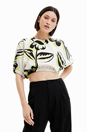 Desigual Damska bluza z krótkim rękawem, biały, S