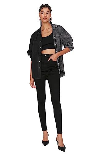 Trendyol Czarny Wysoki Stan Skinny Jeansy Damskie, czarny, 36