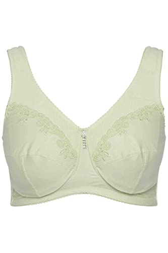 Ulla Popken Damski biustonosz odciążający, fiszbiny, wisiorek ze strasu, miseczka C-G, Helles Salbei, 130E