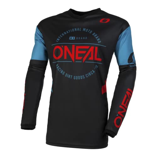 O'NEAL Trykot motocrossowy | Enduro MX | oddychający materiał, wyściełana ochrona łokci, dopasowanie zapewniające maksymalną swobodę ruchów | element jersey Dirt | dla dorosłych, czarny/niebieski, XL
