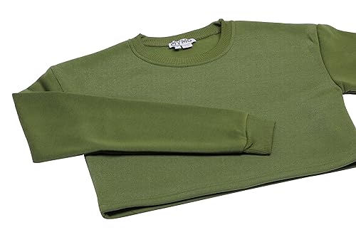 Kilata Damska bluza z długim rękawem ze 100% poliestru, z okrągłym dekoltem, rozmiar S, Wojskowy, S