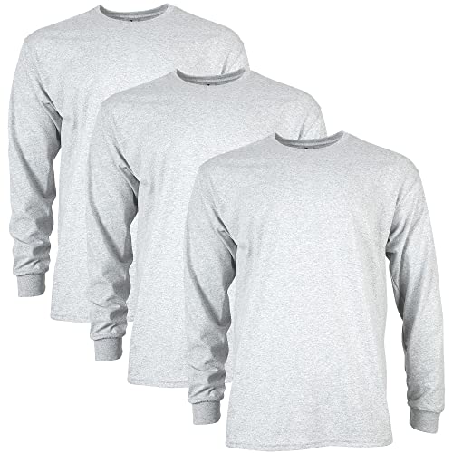 Gildan Męski T-shirt z długim rękawem G2400, wielopak T-shirt, szary (opakowanie 3 szt.), rozmiar XXL