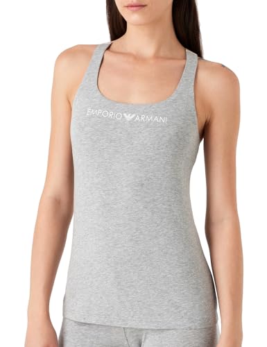 Emporio Armani Damska koszulka z logo Tank Iconic, jasnoszary melanżowy, L