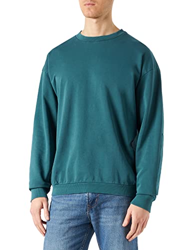 Urban Classics Męska bluza Pigment Dyed Crew Neck Basic sweter dla mężczyzn dostępny w 4 kolorach, rozmiary S - 5XL, morski, S