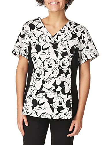 Tooniforms Damski top Cherokee z dzianiny z dekoltem w serek, duży top Minnie, Czarny, XXL duże rozmiary