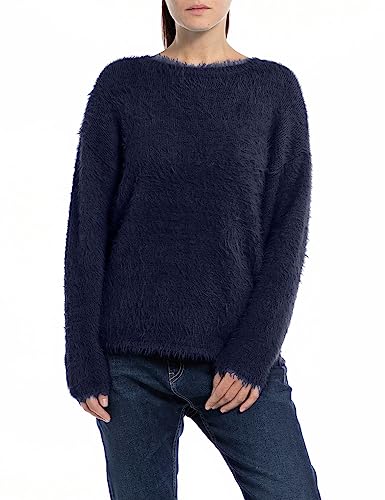 Replay Sweter damski, 085 niebieski, S