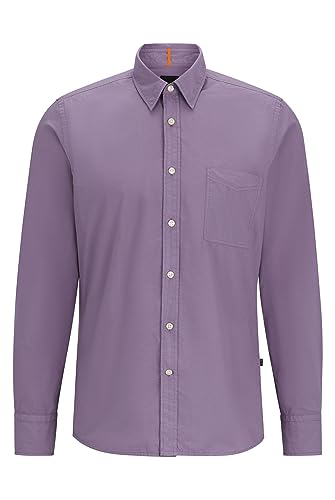 BOSS Męska koszula Relegant 6 Regular -Fit z bio-bawełnianej popeliny, liliowy, XL