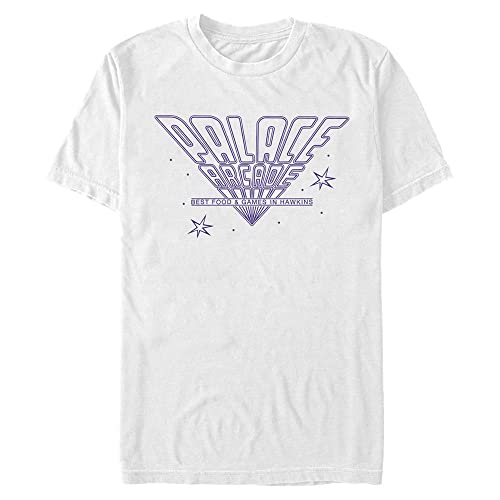 Stranger Things Męski T-shirt Line Art Arcade Short Sleeve, biały, XL