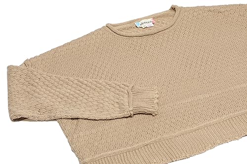 ebeeza Damski sweter z dzianiny z okrągłym dekoltem i wzorem plastra miodu, biały, rozmiar XS/S, biały (wollweiss), XS