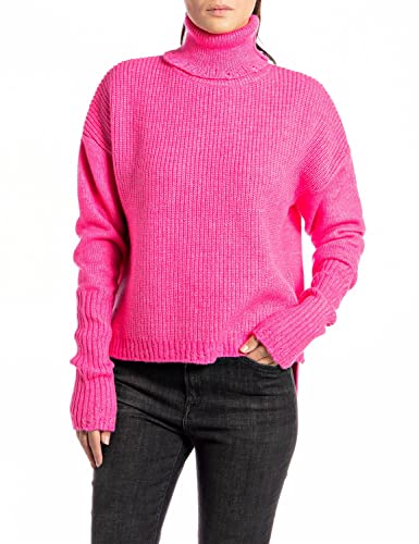 Replay Damski sweter DK1458, 364 różowy, L