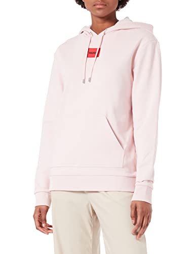 HUGO Damska bluza z kapturem Dasara redlabel z bawełny z logo, jasnoróżowy, L