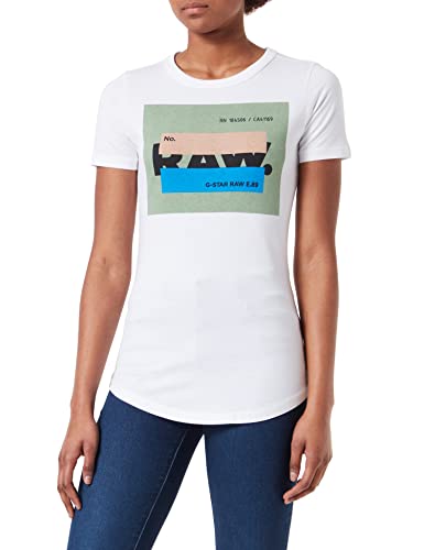 G-STAR RAW Damska koszulka Raw. Long Slim, biały (White 336-110), S