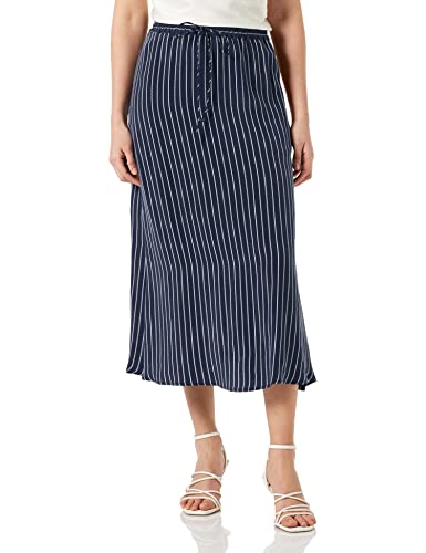 Tommy Hilfiger Damska spódnica Cupro Rope STP Midi Fit & Flare, Rope Stp/Carbon Navy/White, 66