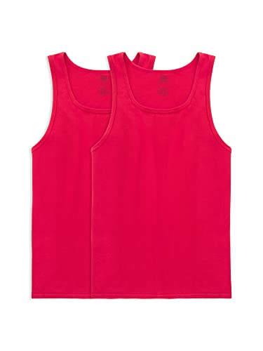 Fruit of the Loom Męskie T-shirty bawełniane i tank topy (S-4XL), koszula, czerwone, 2 sztuki, 3XL, Zbiornik czerwony, 2 sztuki, 3XL