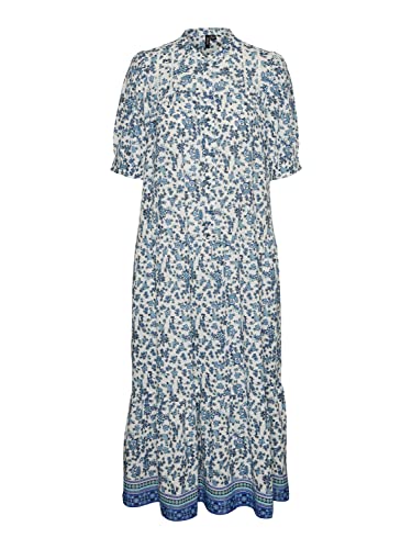 VERO MODA Women's VMMILAN 2/4 7/8 Dress WVN sukienka, Dazzling Blue/AOP: Mira, XL, Dazzling Blue/Aop:mira, XL