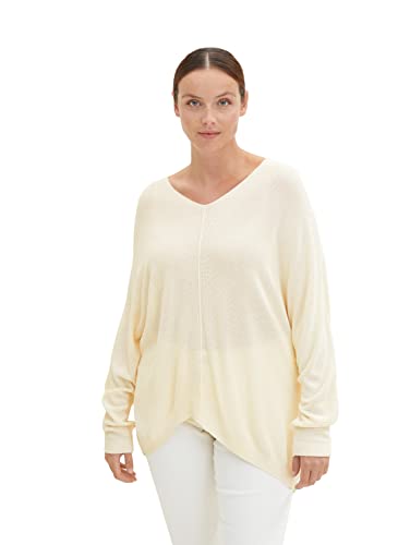 TOM TAILOR Damski Plussize sweter z rękawami nietoperza 1034675, 28130 - Soft Buttercream, 52 Duże rozmiary