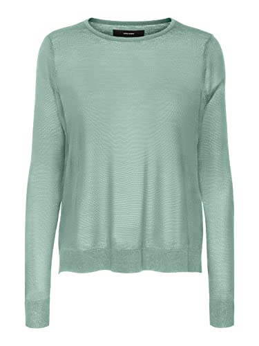 VERO MODA Women's VMNOVA LS sweter damski z okrągłym dekoltem, zielony (Silt Green), S, Silt Green, S