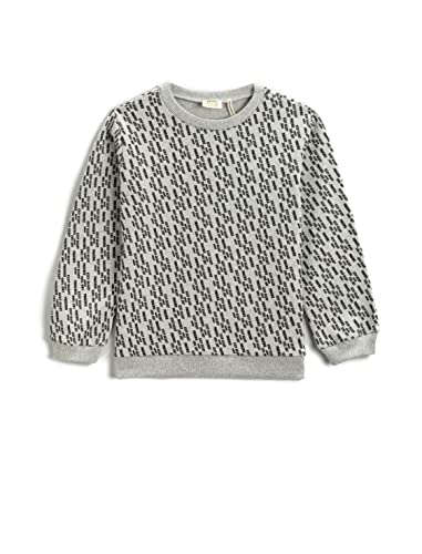 Koton Chłopięca bluza Bedrucktes Langarm Rundhals, Grau Muster (9d1), 4-5 lat, Grau Muster (9d1), 4-5 lat