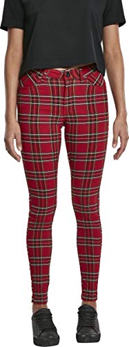Urban Classics Damskie spodnie skinny Tartan, wielokolorowy (Red/Blk 00200), 34