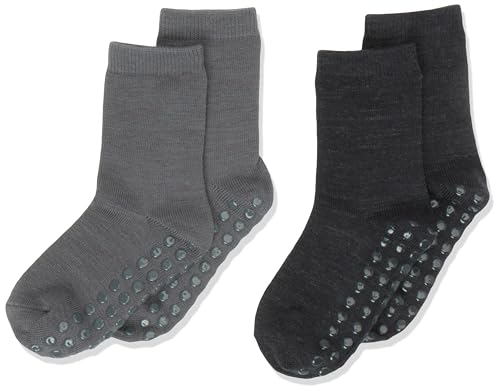 NAME IT Chłopięce skarpety NMMWAK Wool 2 szt. W/Non Skid XXIII, grządka/opakowanie: 2 P Beetle + Blue Graphite, 22 W / 24 l, Beetle/opakowanie: 2 grządki + niebieski grafit