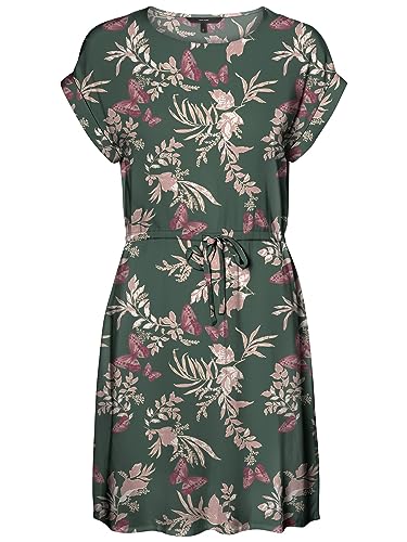 Bestseller A/S VMEASY Joy S/S TIE Short Dress WVN GA sukienka, Laurel Wreath/AOP:Lily, XS, Laurel Wreath/Aop:lily, XS