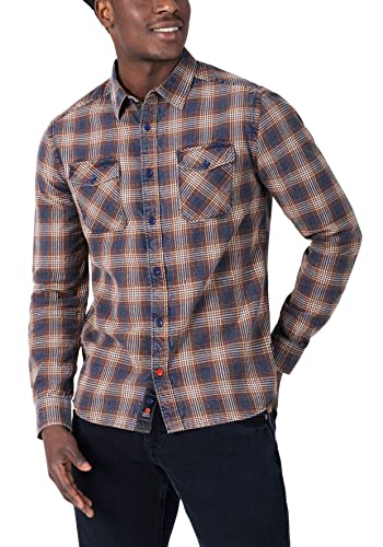 Timezone Męska koszula flanelowa, small Ochre Navy Check, L