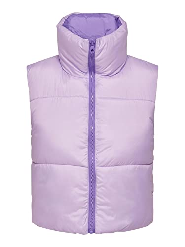 ONLY Damska kamizelka pikowana Onlricky Short Rev. Waistcoat OTW Noos, Pastel Lilac/Szczegóły: Paisley Purple, XXL