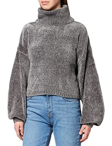 Urban Classics Damska bluza z krótkim rękawem Chenille, asfaltowy, 4XL