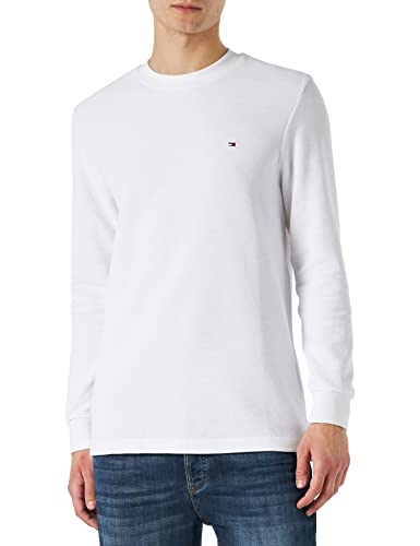 Tommy Hilfiger Męska koszulka z długim rękawem New Structure L/S T-shirty, biały, 3XL
