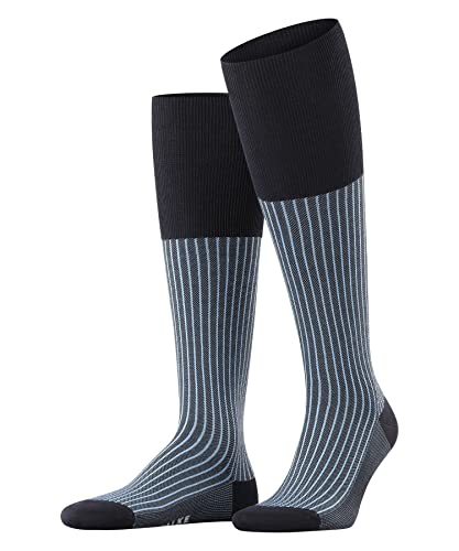 FALKE Mężczyźni Podkolanówki Oxford Stripe M KH Bawełna długie z wzorem 1 Para, Niebieski (Dark Navy 6375), 41-42
