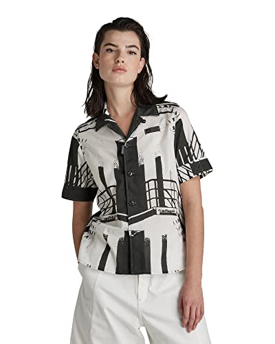 G-STAR RAW Damska koszulka festiwalowa Ss Blouse, Multicolor (Papyrus Building C317-d181), M