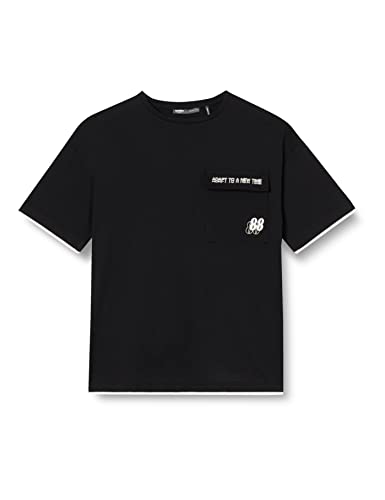 Koton Męski t-shirt oversize fit Pocket, czarny (999), XL