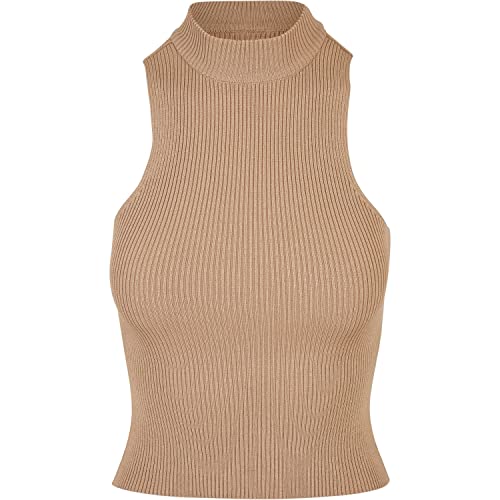 Urban Classics Women's Ladies Short Rib Knit Turtleneck Top T-Shirt, unionbeige, XS, beżowy unionowy, XS