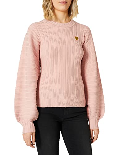 Love Moschino Damski sweter wełniany z logo Heart, Rosa, 46 PL