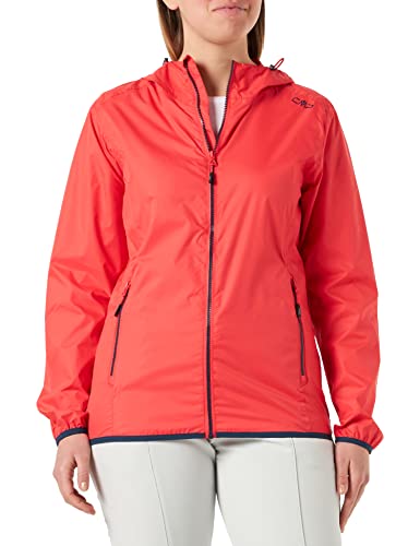 CMP Damska kurtka polarowa Hood Knit Tech melanżowa z rowerem, Boy, Flash pomarańczowo-antracytowy, 152, Red Kiss, 52