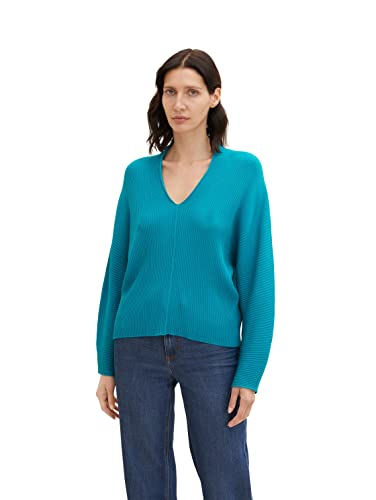 TOM TAILOR Damski Sweter z dzianiny 1034047, 30014 - Teal Blue, L