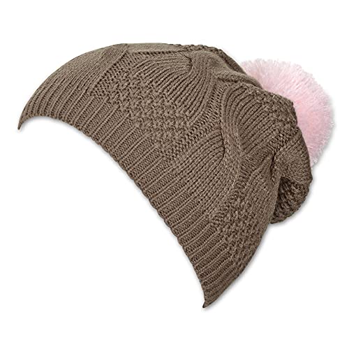 Sterntaler Dziewczęca czapka z dzianiny kolorowa czapka z pomponem, brązowy, 51 cm
