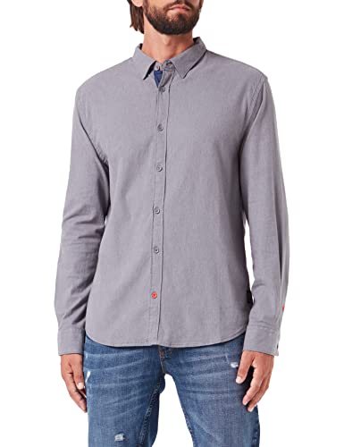 Timezone Męska koszulka z długim rękawem, stretch, 1 koszula, ciemnoszary melanż, 3XL