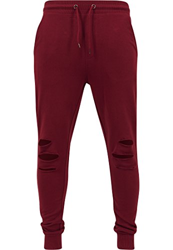 Urban Classics Spodnie męskie Cutted Terry Pants, czerwony (burgundowy 606), 38W x 33L