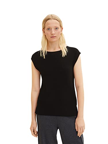 TOM TAILOR Damski Sweter z dzianiny bez rękawów 1034462, 14482 - Deep Black, XS