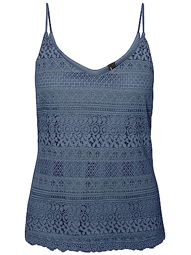 VERO MODA VMHONEY LACE Singlet WVN Top, China Blue, S, niebieski (China Blue), S
