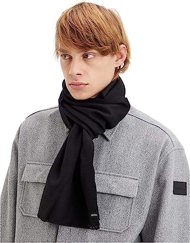 calvin klein Męski formalny lekki szalik z logo 35 x 180, czarny Ck, jeden rozmiar