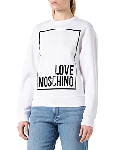 Love Moschino Damska bluza o dopasowanym kroju z długim rękawem, Optical White, rozmiar 38, optical white